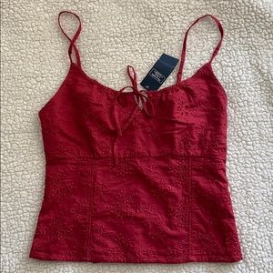 Abercrombie & Fitch Red eyelet cami tank top small
